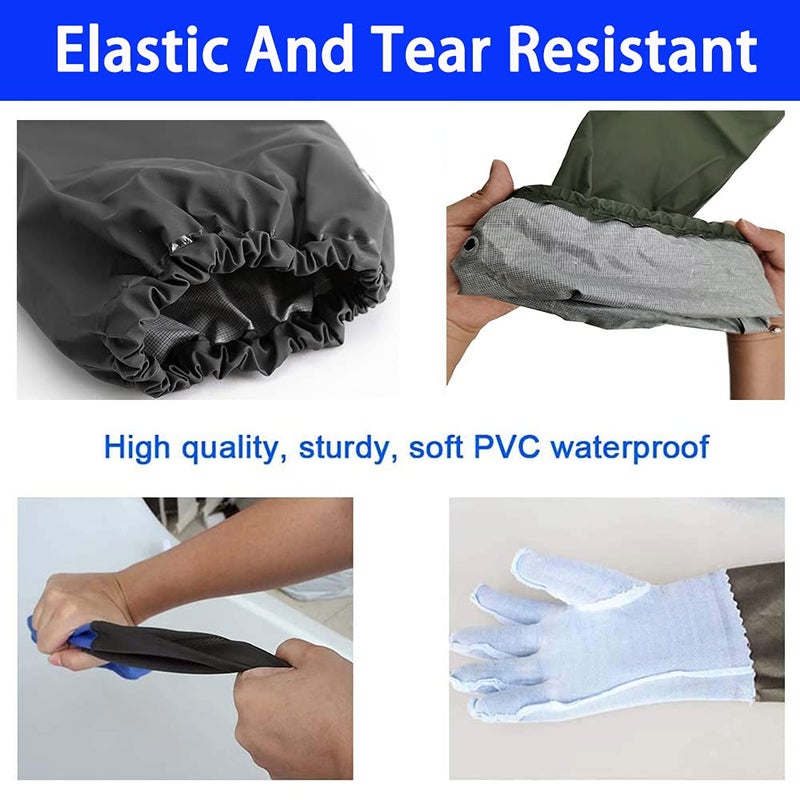 urhgart Long Waterproof Rubber Gloves, Pond Gloves, 28â€ Shoulder Length Insulated PVC Coated Chemical Resistant Gloves Reusable, Resist Acid, Alkali & Oil, Machinery, Industry, Fishery, Aquarium Gloves - Image 4